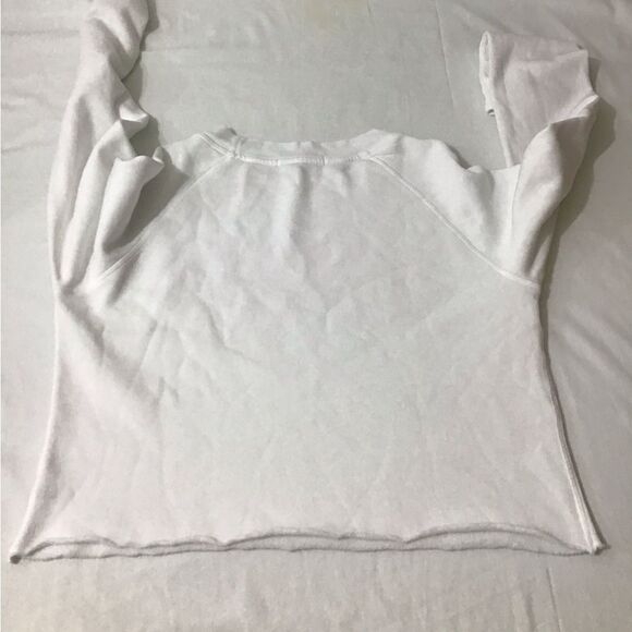 Wildfox White Oversized Cropped Raw Hem Sweatshirt New Size XS - Picture 5 of 10